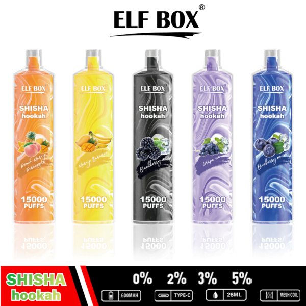 ELF BOX LS15000 Puff Shisha Hookah 0% 2% 5% Nicotine Rechargeable Disposable Vape Wholesale - AlsoVape - 4