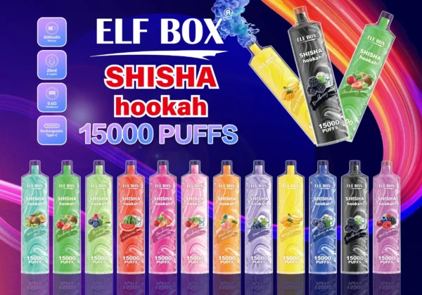 ELF BOX LS15000 Puff Shisha Hookah 0% 2% 5% Nicotine Rechargeable Disposable Vape Wholesale - AlsoVape - 1