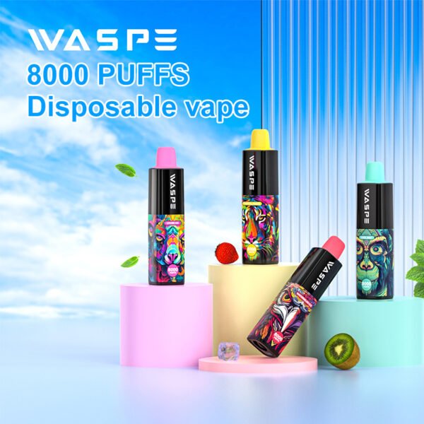 WASPE 8000 PUFFIT 0% 2% 3% 5% Nikotiini Kertakäyttöinen Vape Tukkumyynti - AlsoVape - 1