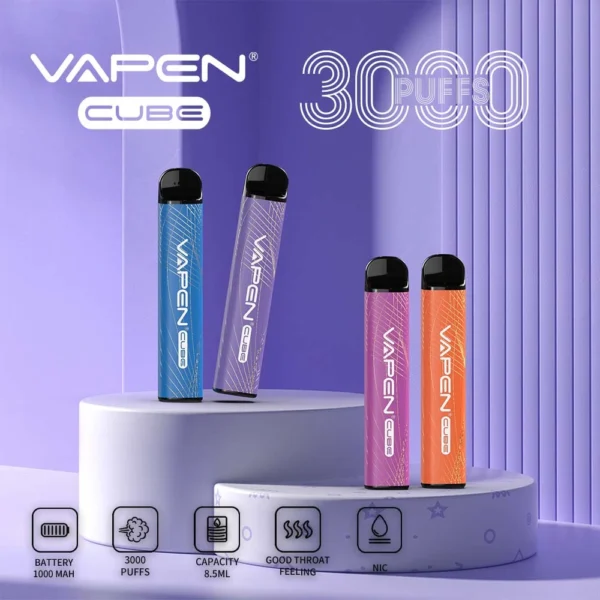 VAPEN Cube 3000 Puffs 2% 5% Low Nicotine Rechargeable Disposable Vapes Pen Bulk Buy Wholesale - AlsoVape - 1