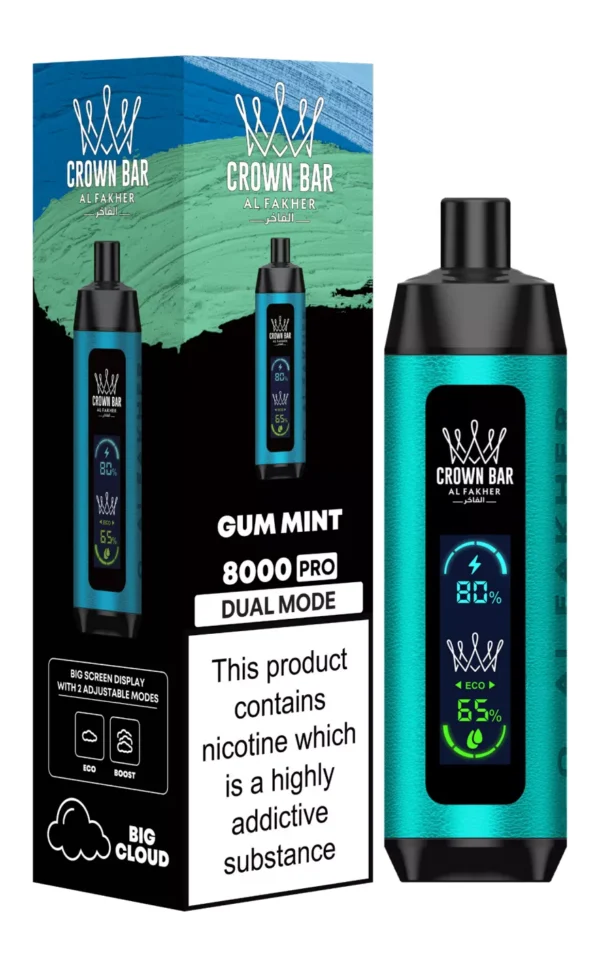 Al Fakher Crown Bar Big Cloud 8000 Pro Dual Mode Koko näyttö Vähä Nikotiini Ladattava Kertakäyttöinen Vapes Pen Bulk Osta Tukku - Euroopan varastovarasto - AlsoVape - 9