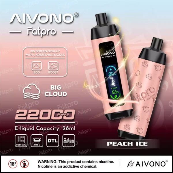 AIVONO Fatpro 22000 Puffs Hookah Digital Screen 0% 2% 3% 5% Nikotynowy akumulator Jednorazowy długopis Vapes Kup hurtowo - AlsoVape - 3