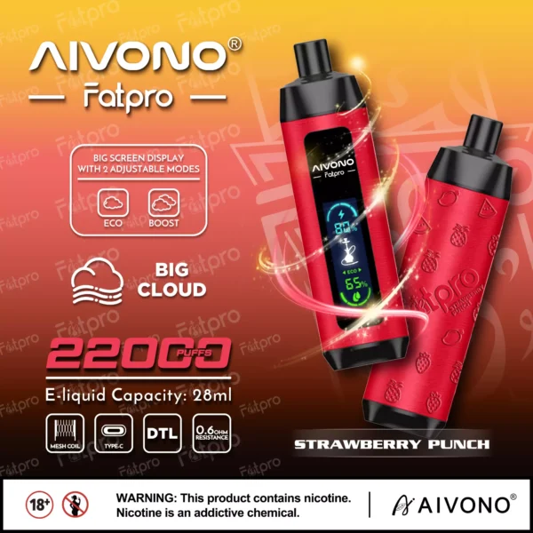 AIVONO Fatpro 22000 Puffs Szisza Cyfrowy ekran 0% 2% 3% 5% Nikotynowy akumulator Jednorazowy długopis Vapes Kup hurtowo - AlsoVape - 6