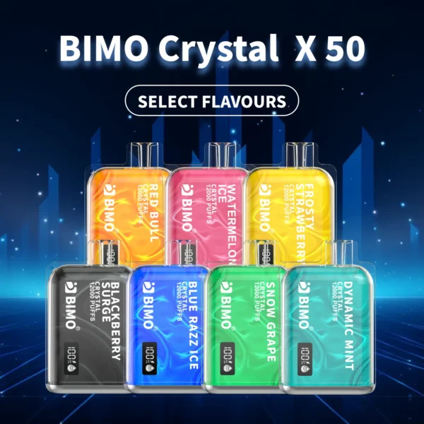 BIMO Crystal 12000 Puffs 2% 5% Låg nikotinuppladdningsbara engångsvapes Penna Bulk Köp grossist - AlsoVape - 24